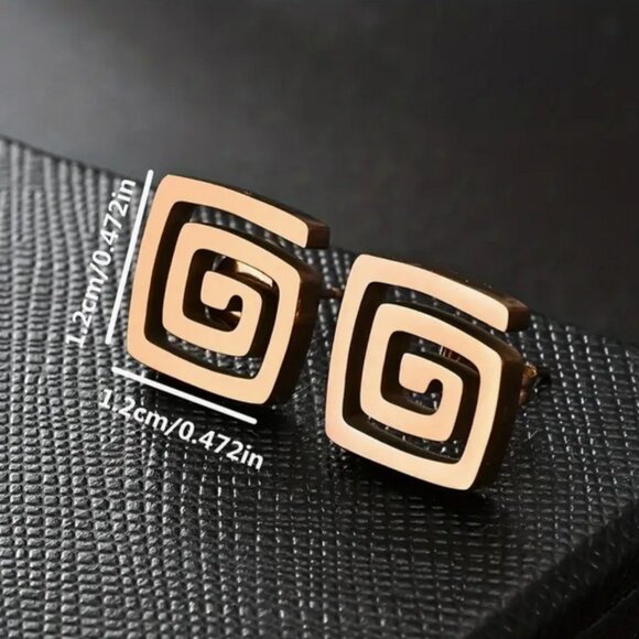 Greek Key Stainless Steel Earrings NWT - Picture 2 of 4